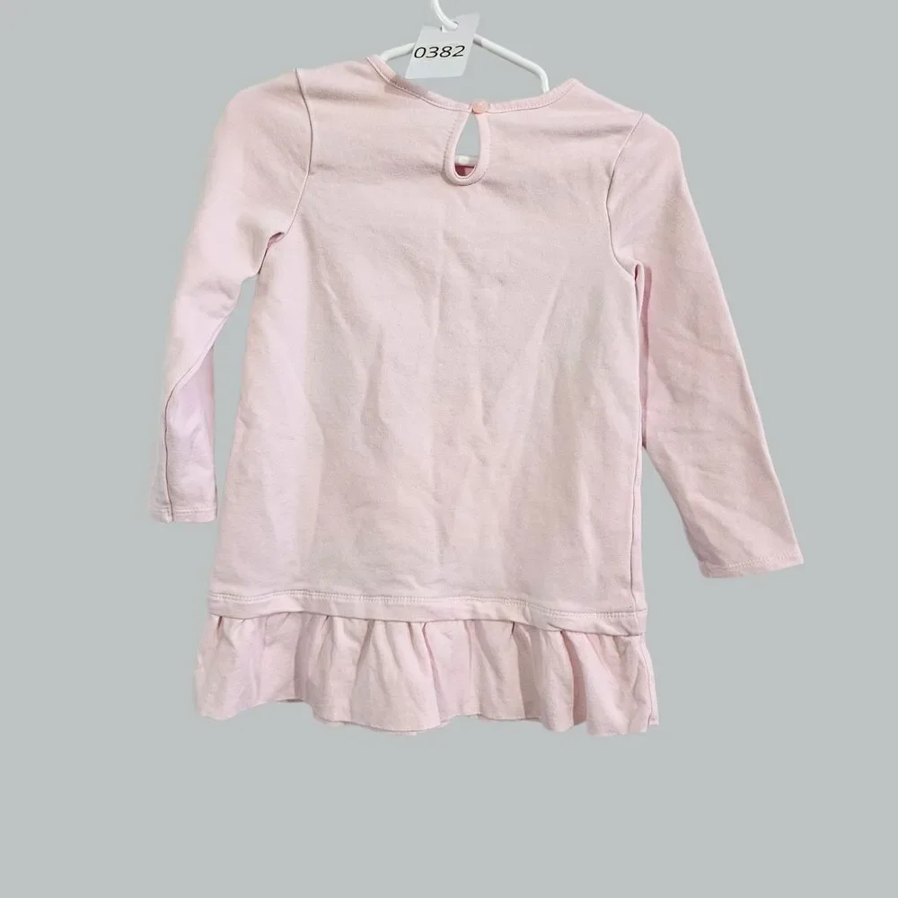 Gymboree Toddler Girls Pink Long Sleeve Pegasus Unicorn Ruffle Hem Dress 2T